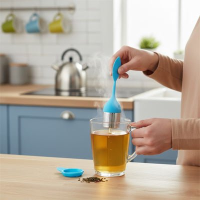 dame infusant the avec infuseur a the bleu
